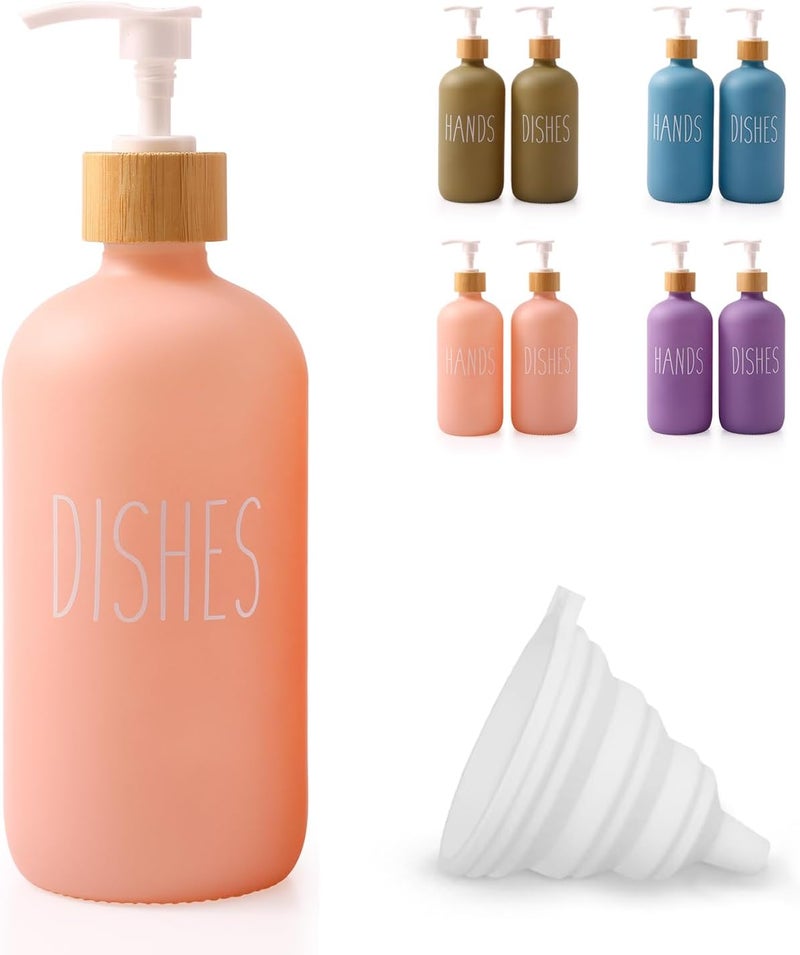 Loochica Glass Kitchen Pink Soap Dispenser, Detergent Dispenser or Dish Soap Dispenser for Kitchen Sink, Modern Pink Decor Dish Soap Pump for Kitchen Organization - Image 1